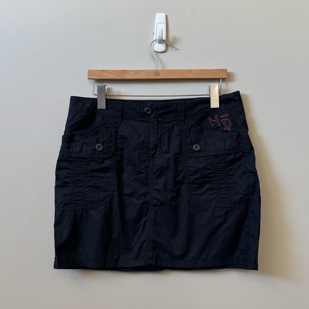 Harley Davidson Y2K black cargo biker mini skirt